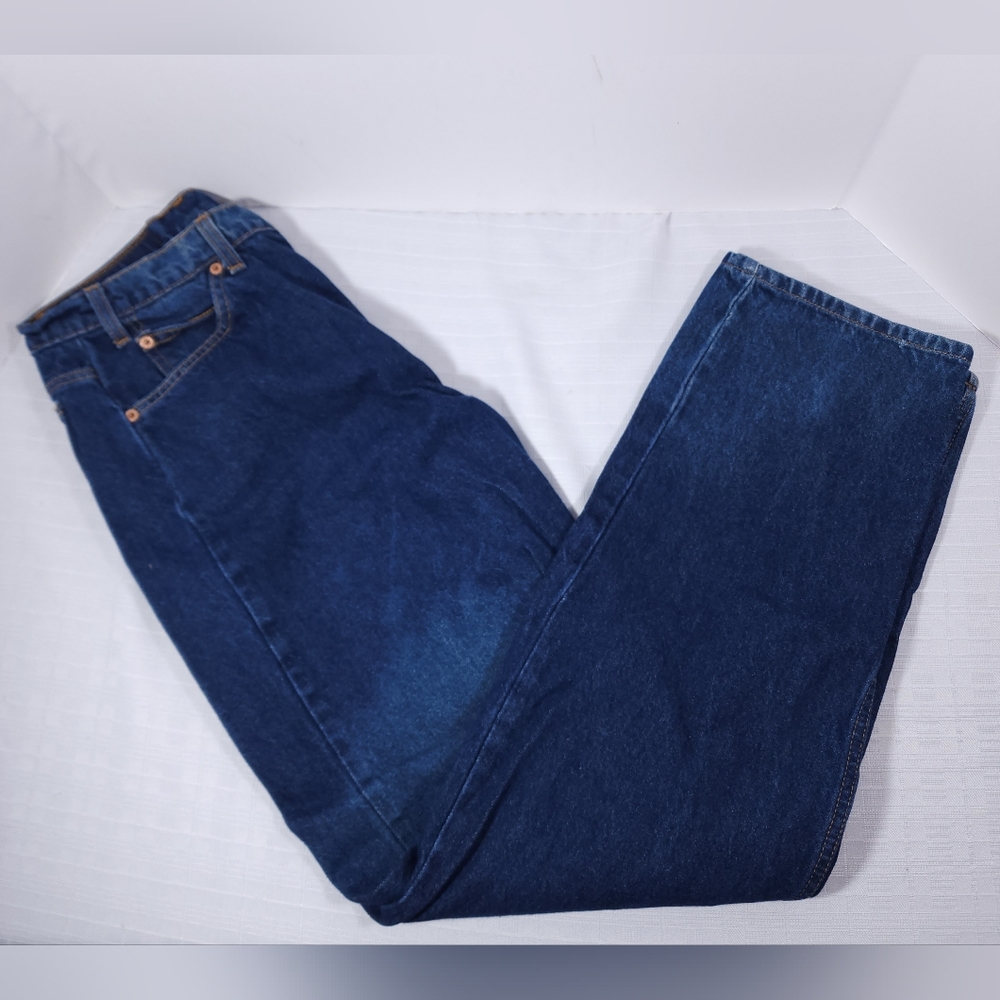 Vintage Levi Strauss Relaxed Fit Tappered Leg Men's Jeans Size 34 X 34 Dark Blue - Picture 1 of 12